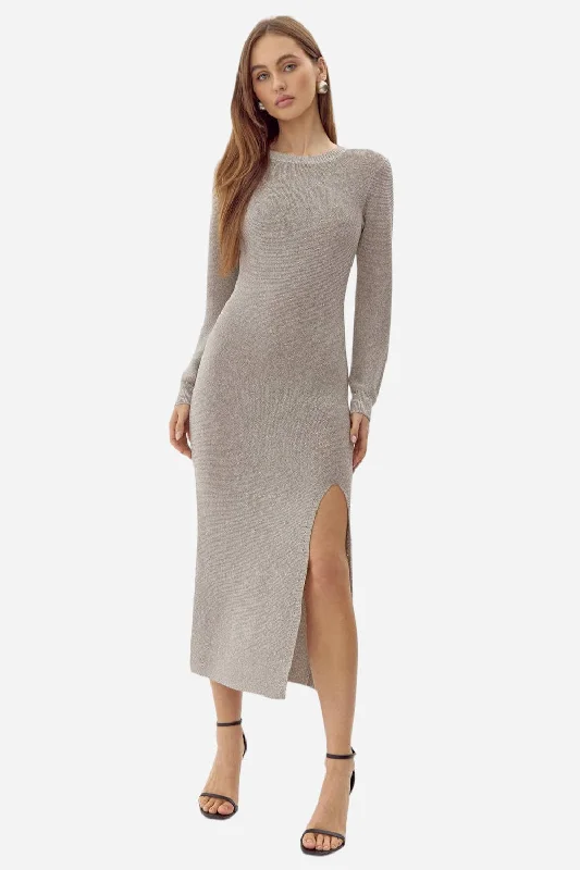 Adelyin Rae Estelle Metallic Knit Midi Dress