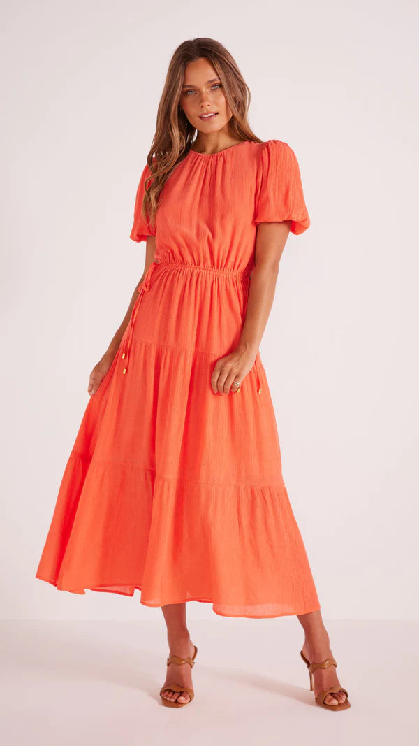 MINKPINK KELELA MIDI DRESS CORAL