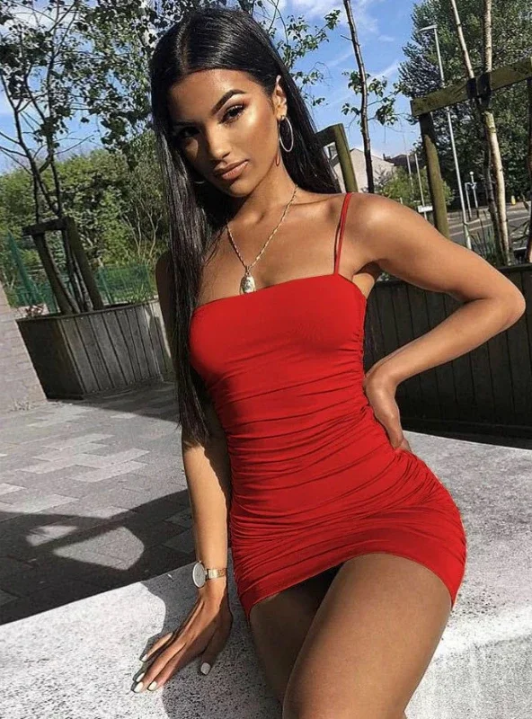 SPAGHETTI STRAP BANDAGE MINI DRESS PARTY DRESS