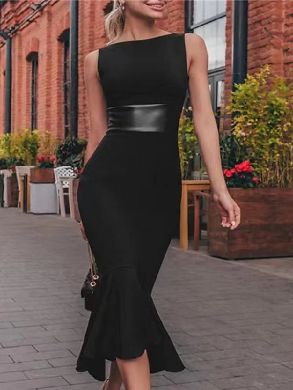 Women‘s Black Sleeveless Cocktail Dress