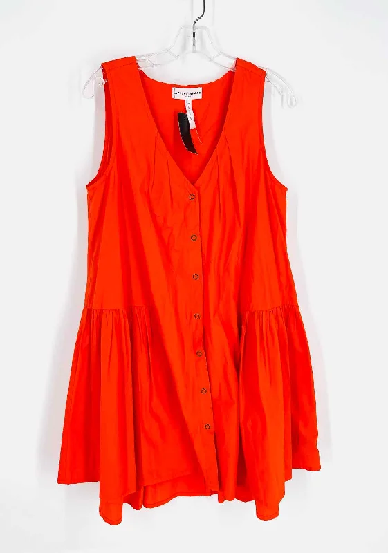 Apiece Apart Size M Orange Button(s) Tiered Designer Dress