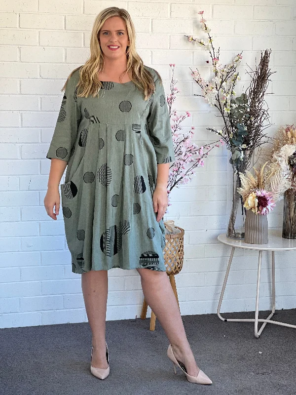 Bailee Khaki Linen Dress