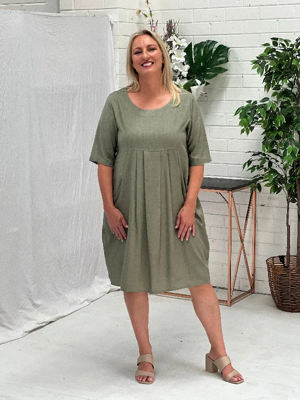 Bailee Sage Linen Dress