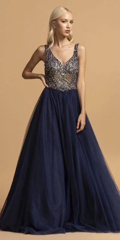 Aspeed L2210 Beaded Bodice A-Line Long Prom Dress