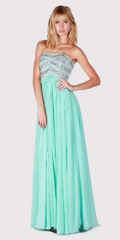 J&J Fashion 1405 Beaded Strapless Long Formal Dress