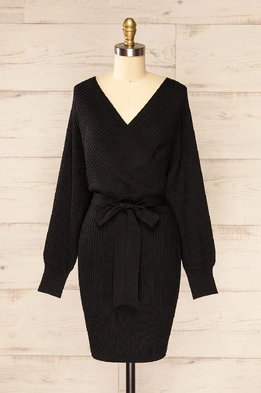 Bergame Black | Knitted Wrap Dress