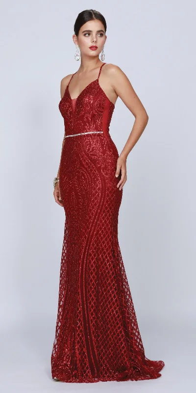 Juliet 681 Long Sequin Prom Dress with Strappy Back