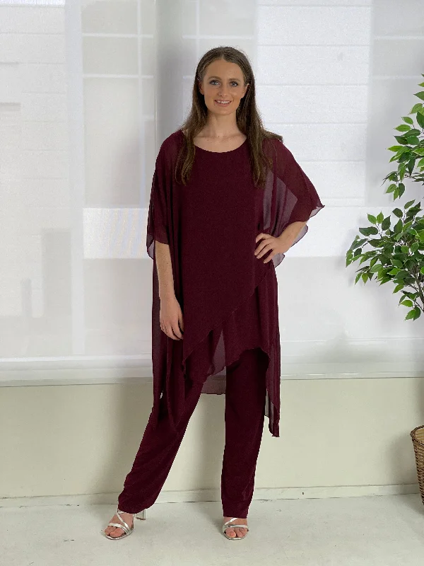 Cara Burgundy Elegant Jumpsuit