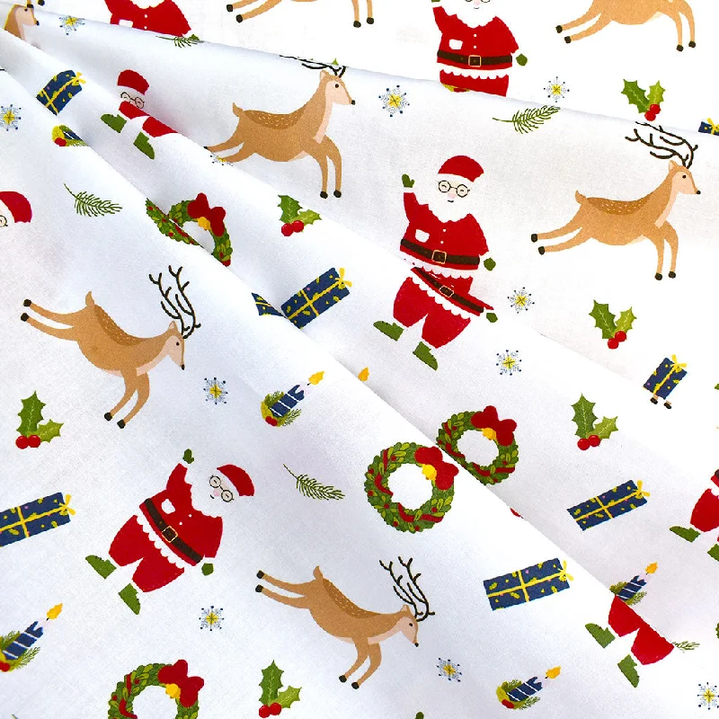 Christmas Favorites Digital Print Cotton Lawn Winter White