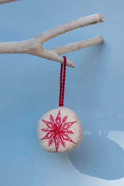 Okhai 'Snow Angel' Hand Embroidered Christmas Ornament