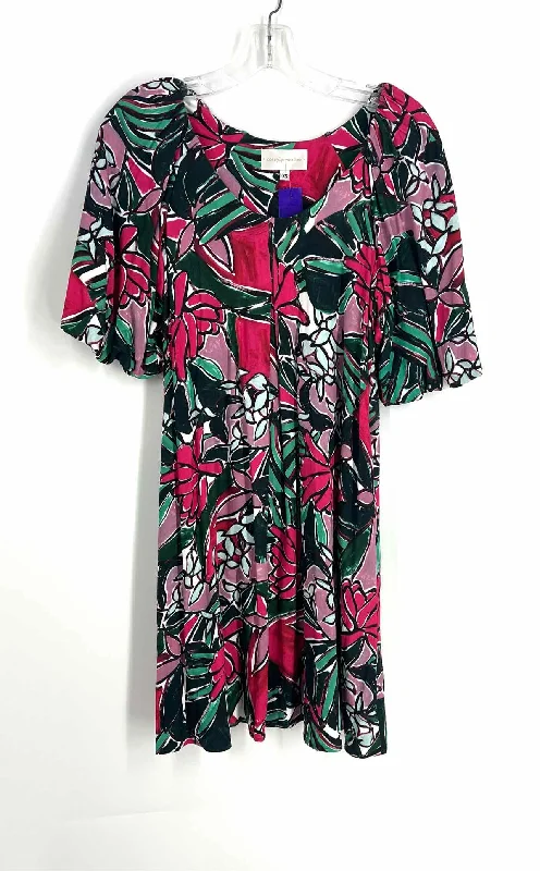 Corey Lynn Calter Size XS Green/Pink Floral Pleated Designer Dress