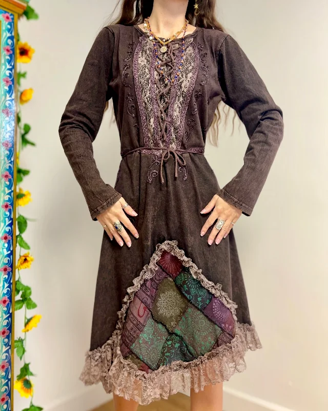 Winter Earth Fairy Corset Longsleeve Dress