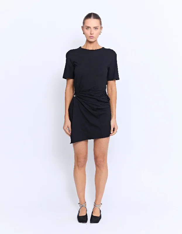 AUSTRALIAN ORGANIC COTTON ESSO TWIST DRESS | BLACK