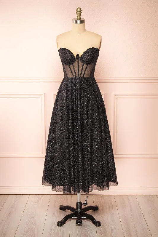 Euphea Black | Glitter Strapless Corset Dress