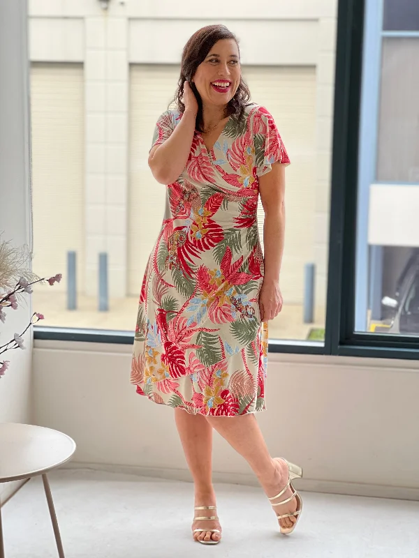 Evelyn Tropical Wrap Dress