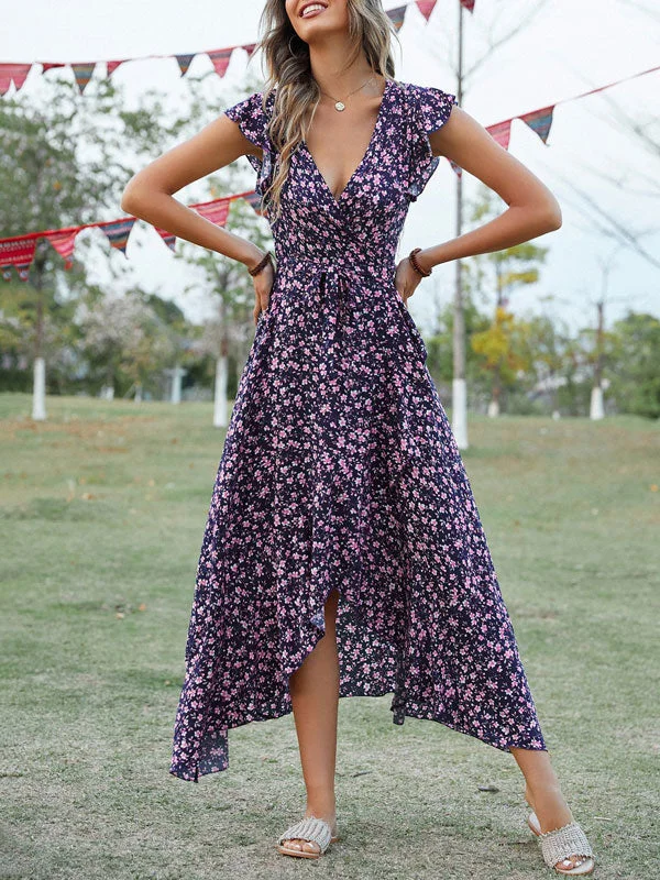 Floral Boho Asymmetrical A Line Dress