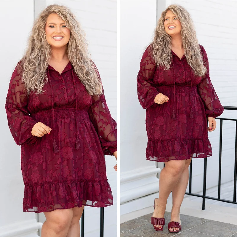 For Your Affection Dress, Burgundy