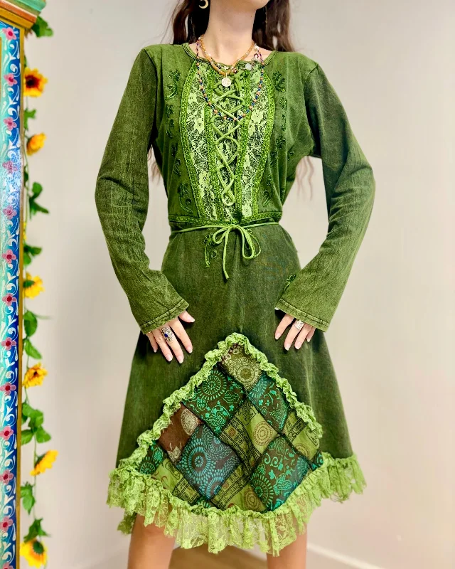 Winter Forest Fairy Corset Longsleeve Dress