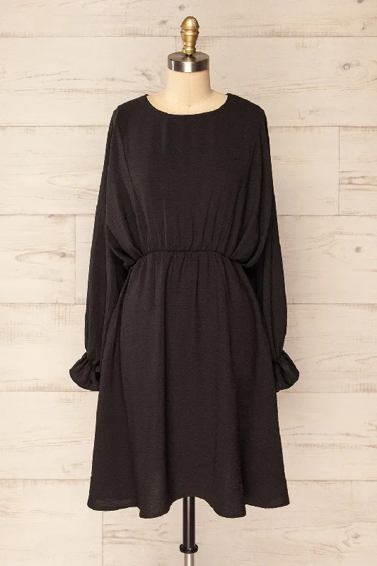 Hermanas Black | Short A-line Dress w/ Long Sleeves