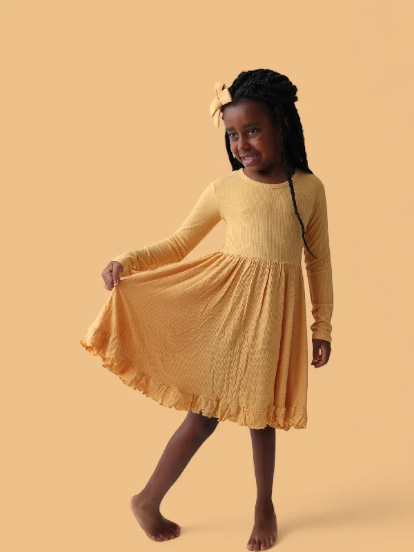 HONEY RIB DREAM RUFFLE DRESS