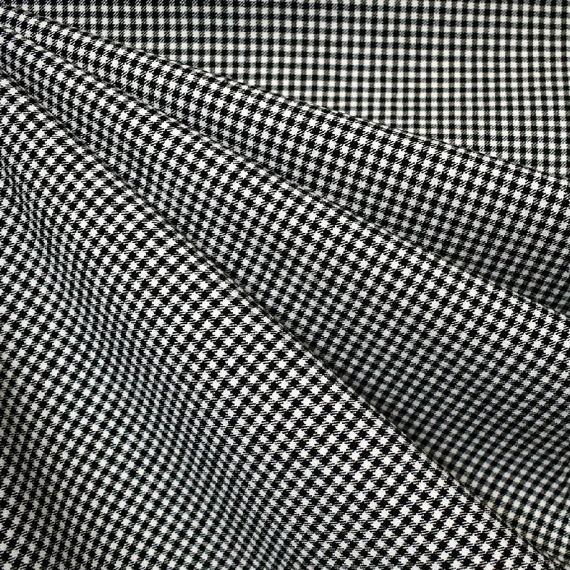 Houndstooth Check Stretch Gabardine Suiting Black/Cream