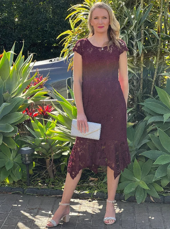 Indy Burgundy Lace Dress