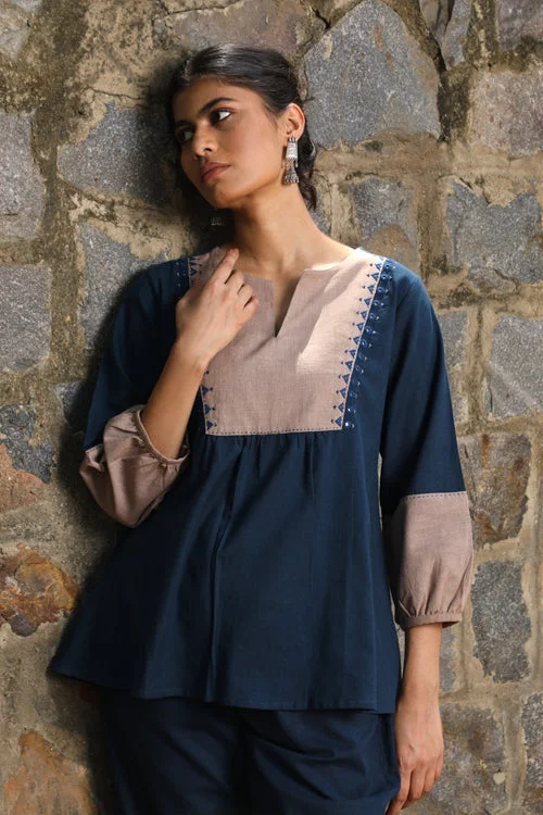 Izzara Mirrorwork Indigo Cotton Tunic