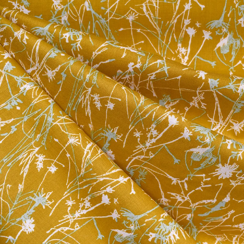 Japanese Abstract Lines Cotton Lawn Mustard