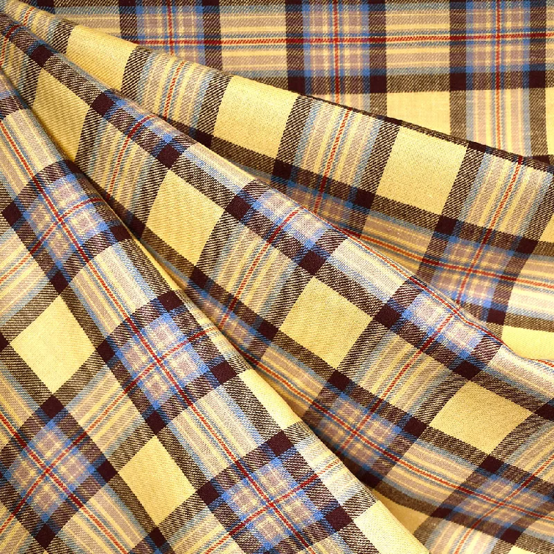 Japanese Autumn Plaid Fine Cotton Twill Shirting Honey