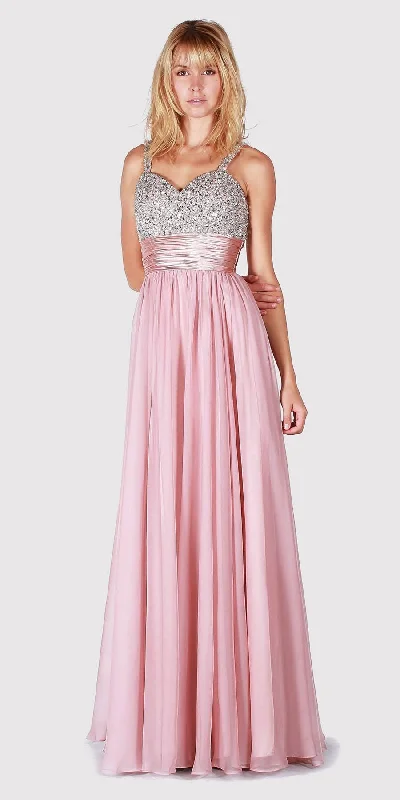 J&J Fashion 1376 Jewel Embellished Bodice Long Prom Dress