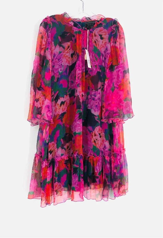 Johnny Was Size XS Purple/Multi Floral Silk NEW Designer Dress