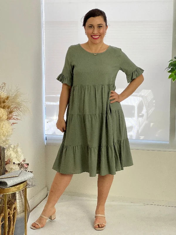 Kane Khaki Linen Dress