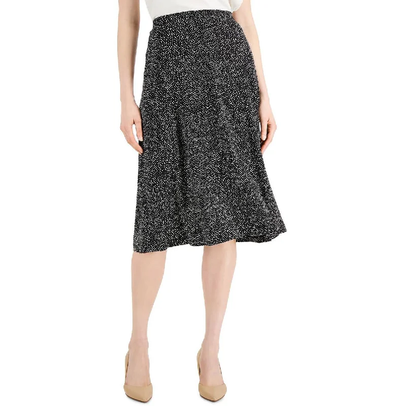 Kasper Womens Jersey Polka Dot A-Line Skirt