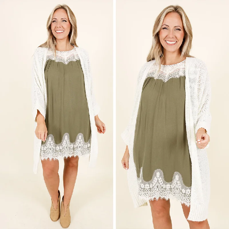 Laced With Love Dress, Olive