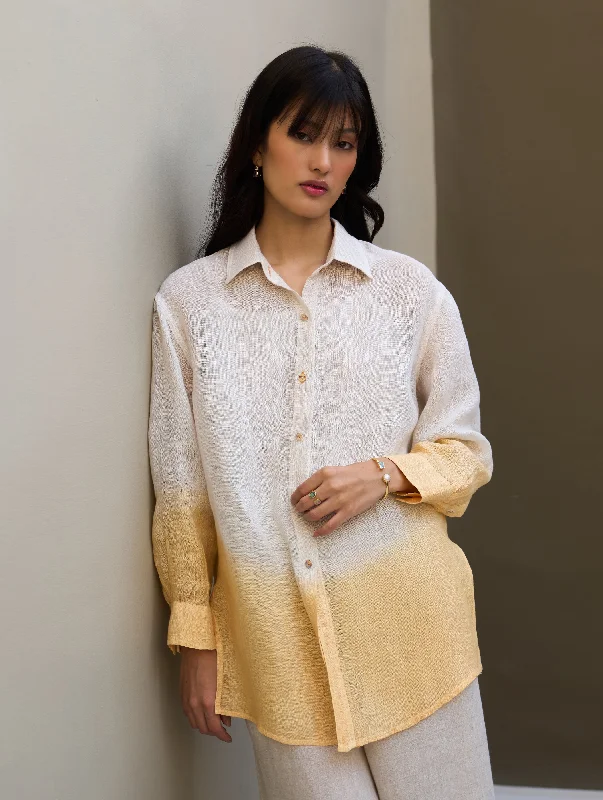 Lessa Sheer Linen Tie -Dye Shirt - Natural