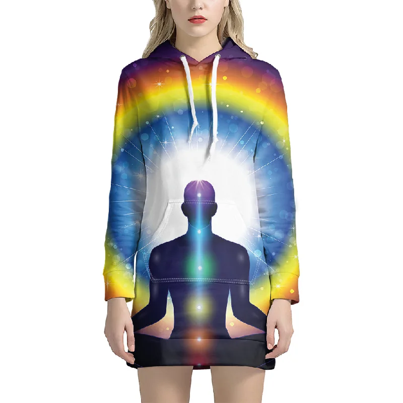 Light Of Seven Chakras Print Pullover Hoodie Dress