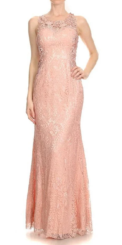 J&J Fashion 3033 Long Formal Dress with Racer Cut-Out Back