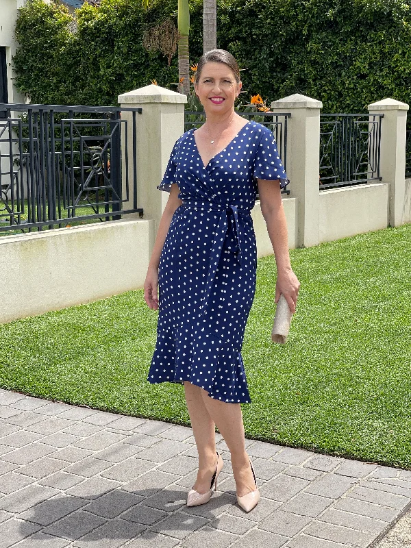 Loulou Navy Spot Dress