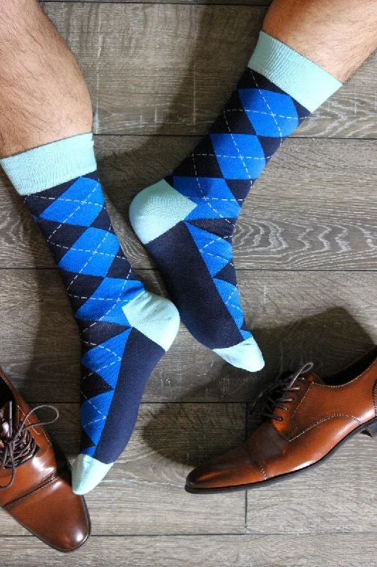 Men's Dress Casual 3 Pair Pack Combed Cotton Crew Argyle Socks