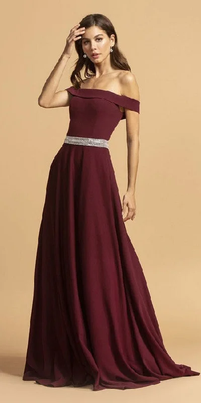 Aspeed D302 Off-Shoulder A-Line Long Jersey Dress