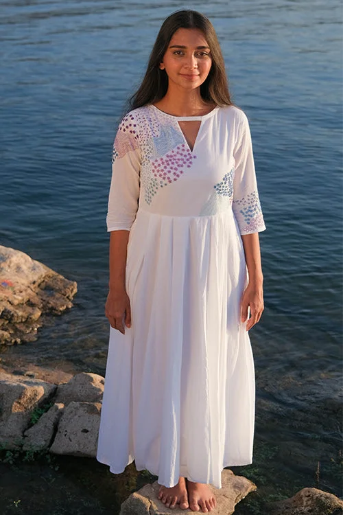 Okhai 'Confluence' Pure Cotton Hand Embroidered Mirror Work Dress