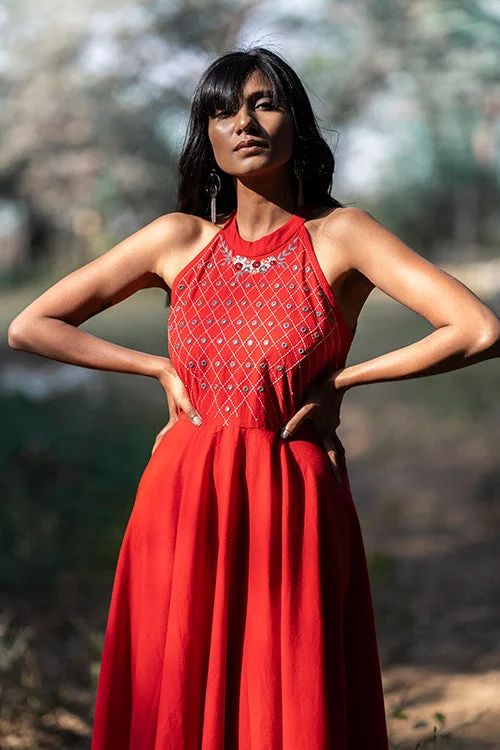 Okhai 'Heart's Desire' Hand Embroidered Mirror Work Dress