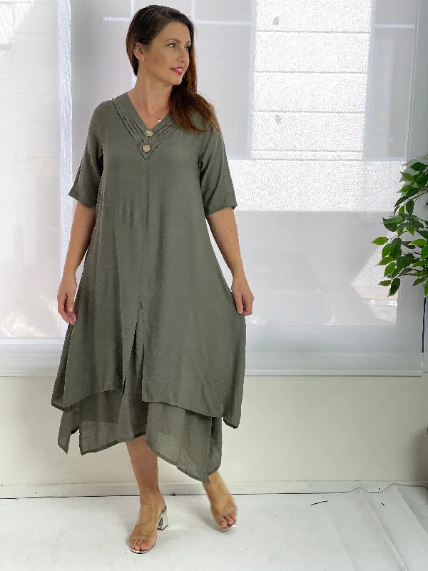 Oxley Khaki Layering Dress