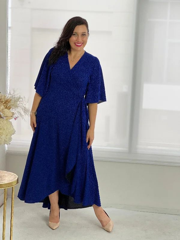 Parker Royal Glitter Wrap Dress