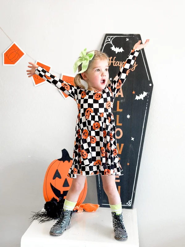 PUMPKIN CHECKMATE DREAM RUFFLE DRESS