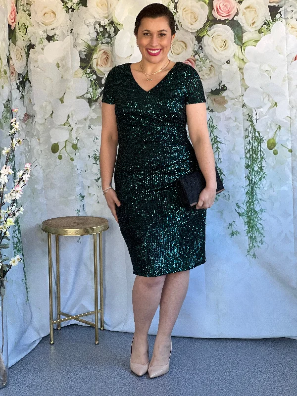 Quartez Emerald Sequin Dress