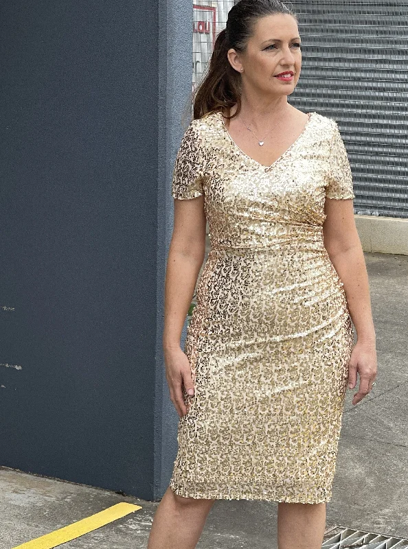 Quartez Gold Sequin Dress