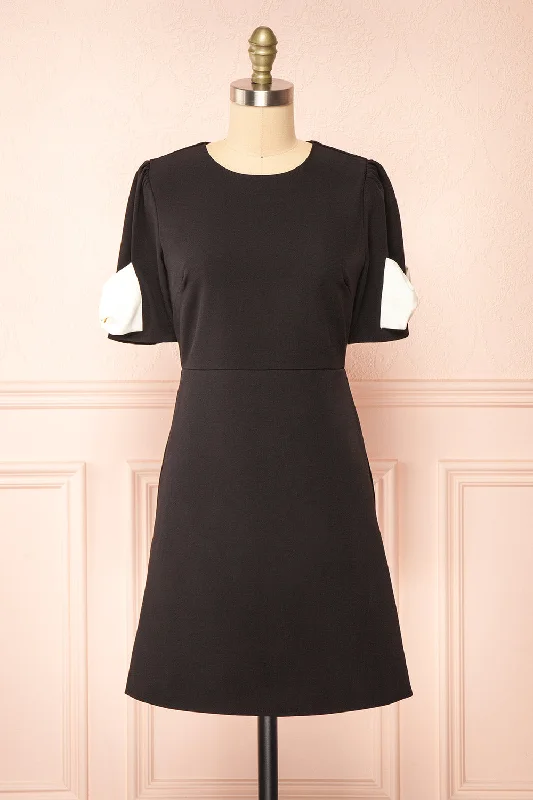 Rosette | Short Black Dress w/ White Bows