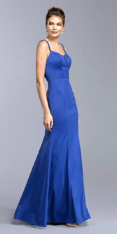 Aspeed L1937 Long Formal Dress V-Back with Spaghetti Straps