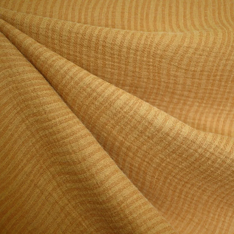 Scrawling Line Linen Blend Jacquard Shirting Ochre